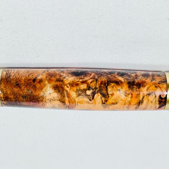 Bolt Action Ball Point Pen Rifle Handmade Brass Gold Brown Swirl Acrylic Resin - Picture 3 of 7